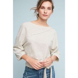 Anthro Postmark Striped Tie-Front Sweatshirt Sz M